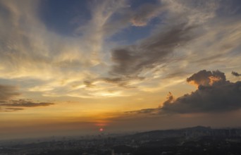 Dramatic sunset and clouds over Kuala Lumpur, Malaysia, Asia