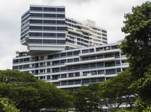 Modern geometric structures on the streets of Singapore