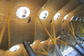 Modern architecture ceiling interior of terminal 4 building, Adolfo Suárez Madrid–Barajas airport,