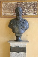 Memorial sculpture bust Holy Roman Emperor Carlos V, Monastery of Cuacos de Yuste, La Vera,