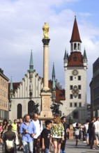 Europe, Germany, Bavaria, City of Munich, City Centre, Marienplatz, Old Town Hall and Marian