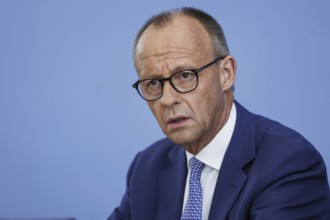 Friedrich Merz, CDU party chairman, at the Federal Press Conference on the consequences of Solingen