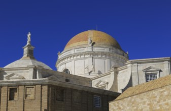 Dome of the cathedral church looking up at Cadiz, Spain, Europe