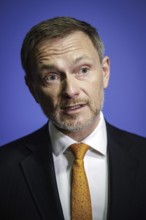 Christian Lindner, Federal Minister of Finance, photographed during a press statement after a