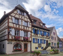 Leon Meyer winery on Saint-Leon square in the centre of Eguisheim in Alsace. Well-kept