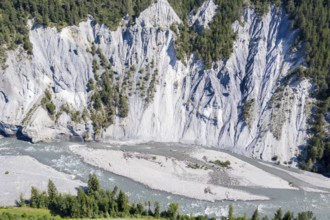 Ruinaulta, River gorge of the River Rhine, aerial view, Engadine, Switzerland, Europe