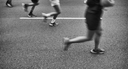 Athletics, running, runners, marathon, black and white, Stuttgart Run 2024, Stuttgart,