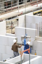 Construction site, new construction of apartment blocks, shell construction, North