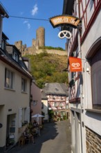 Monreal, idyllic half-timbered village in the Elz valley, ruins of the Löwenburg castle, in the