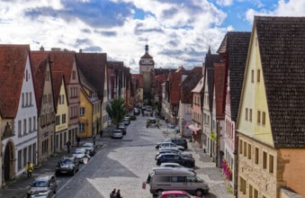 Walkway on the town wall on the east side of the old town centre of Rothenburg ob der Tauber.