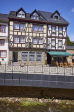 Historic half-timbered houses in the pedestrian zone of the old town centre of Bad Münstereifel,