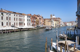 Grand Canal, back dome of the church Chiesa di San Simeon Piccolo, Venice, Veneto, Italy, Europe