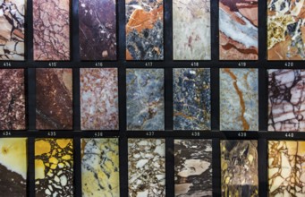 Collection of colourful marble texture samples