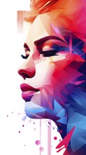 AI generated abstract portrait in vector art foundation watercolor textures with overlapping