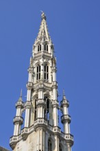 City Hall, Gothic Tower, Grand Place, Brussels, Belgium, Benelux, Europe