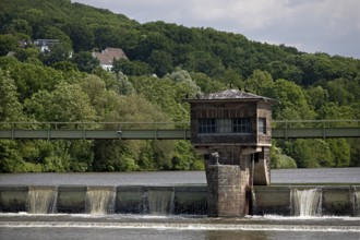 Barrage of the Stiftsmühle run-of-river power station, Herdecke, North Rhine-Westphalia, Germany,