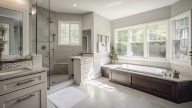 Luxurious custom bathroom upgrade interior, generative AI, AI generated