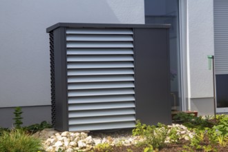 Heat pump on a residential building