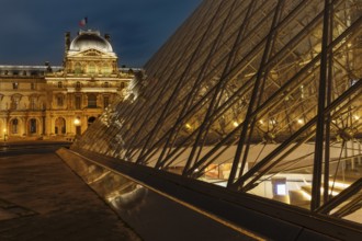 Glass pyramid at the Louvre Museum, Paris, Ile de France, France, Paris, Ile de France, France,