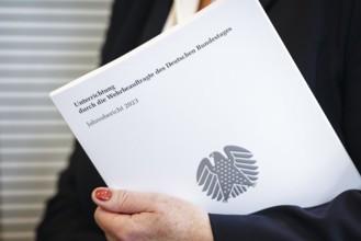 Eva Högl, Parliamentary Commissioner for the Armed Forces, holds her 2023 Annual Report in her