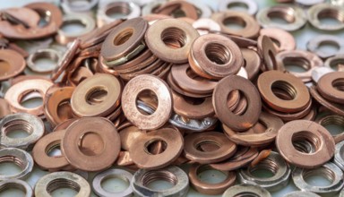 Material, metal, copper, a large quantity of copper washers