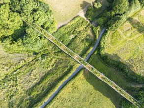 Cannington Viaduct from a drone, Uplyme, Lyme Regis, Dorset, Devon, England, United Kingdom, Europe