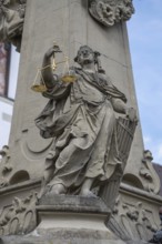 Figure of Justice, Justitia, at the four tubular fountain, 1733, Würzburg, Lower Franconia,