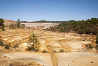 Lunar like despoiled landscape opencast mineral extraction in the Minas de Riotinto mining area,