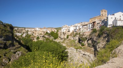 River Tajo limestone gorge cliffs, Alhama de Granada, Spain, Europe