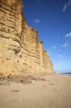 Sandstone cliffs and beach West Bay, Bridport, Dorset, England, UK