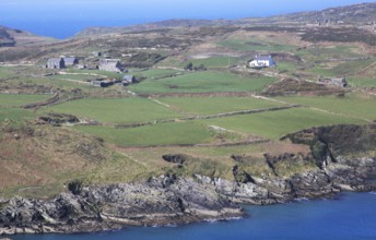 Farmhouses on headland, South Harbour, Cape Clear Island, County Cork, Ireland, Irish Republic,