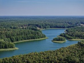 Aerial view of Lake Wigry in the Wigry National Park in northern Poland. Krusznik, Podlaskie,