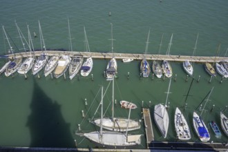 View from the tower of the San Giorgio Maggiore church down to the marina, Venice, Metropolitan