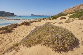 Landscape of the Balos Lagoon with Cape Tigani and Imeri Gramvousa, Gramvousa, Crete, Greece,