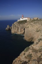 The lighthouse directly on the Cabo de Sao Vicente in the Algarve at the most south-westerly point