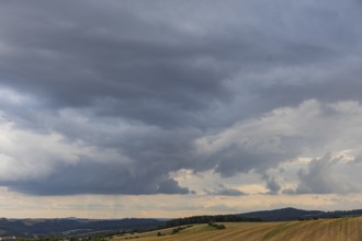 Rain clouds near Babisnau in the Eastern Ore Mountains, Landscape, Babisnau, Saxony, Germany,