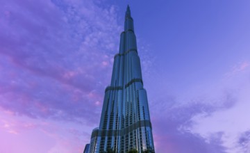 Burj Khalifa skyscraper in Dubai downtown financial center, the tallest building in the world