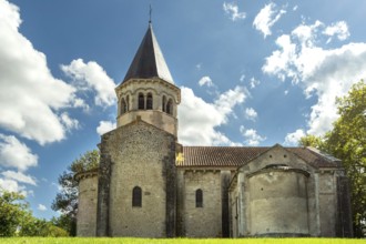 Biozat. Saint-Symphorien Romanesque Church on the road of painted churches in Bourbonnais. Allier.