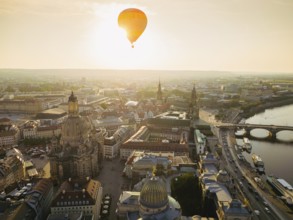 Historic Old Town with sights, Church of Our Lady, Brühl's Terrace, Terrassenufer, Elbe, steamboats