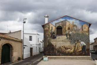 Wall painting, murals, graffiti, street art, San Sperate, Sardinia, Italy, Europe