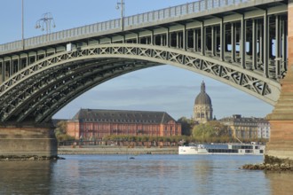 Theodor Heuss Bridge over the Rhine, Electoral Palace with Christ Church and dome, High