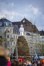 Burning of the Böög, a snowman doll, symbol of winter, Sechseläuten or Sächsilüüte, Zurich Spring