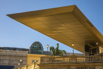 Striking roof construction above the entrance to the Albertina art collection, including the