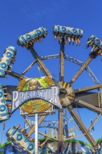 Predator overhead ride in motion, Oktoberfest, Festwiese, Theresienwiese, Munich, Upper Bavaria,