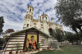 Painting of a patriarch at the Church of the Holy Trinity, Patriarhia, Bucharest, Romania, Europe