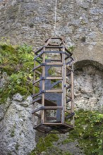 Medieval cage on the town wall for offenders, Sulzbach-Rosenberg, Upper Palatinate, Bavaria,