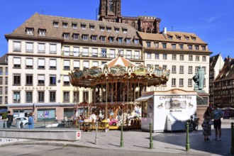 Strasbourg, France, September 2023: Carousel 'called Carrousel de la Place Gutenberg' in historic