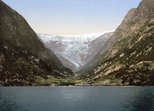 Buerbrae, Buarbreen, Glacier, Odde, Odda, Hardangerfjord, Norway, View from 1885, Historical,