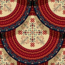 Seamless Latvian embroidery circular pattern, vector template for your design