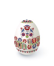 Floral motif painted Easter egg over white background, vector illustration